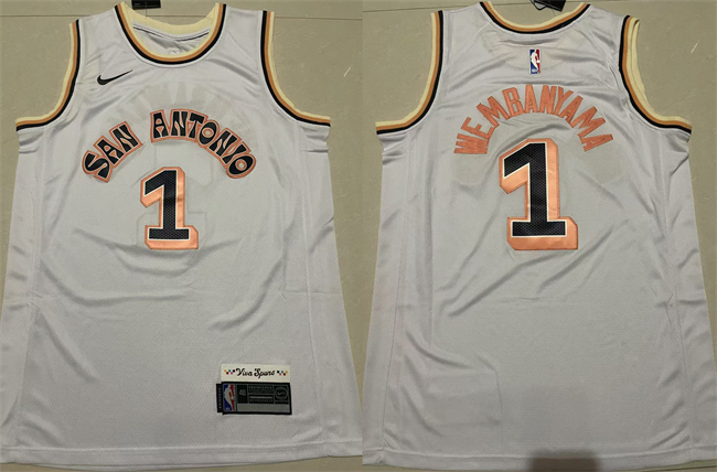 Men's Blue San Antonio Spurs #1 Victor Wembanyama Light 2024 City Edition Stitched Basketball Jersey